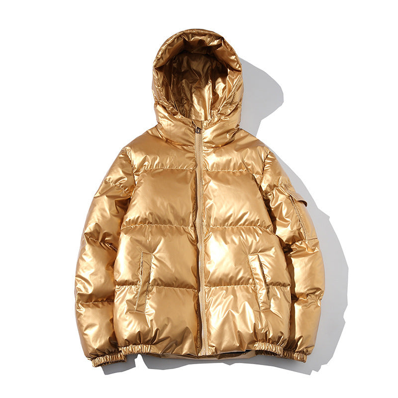 Men's High-Gloss Padded Hooded Jacket with Quilting and Thermo-Filling Mune Fashion