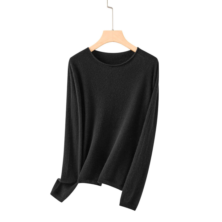 Women Fine ultralight round neck sweater made of microfiber fine knit with minimalist silhouette Mune Fashion