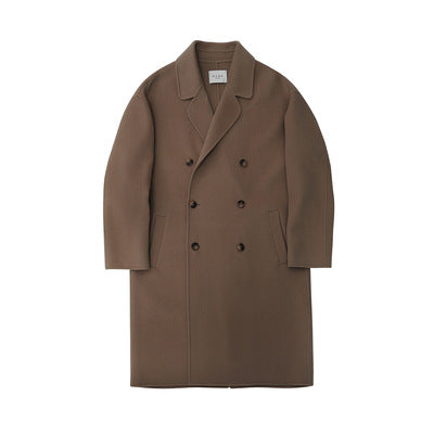 Men's Oversized Wool Coat with Double-breasted and Notch Collar Mune Fashion