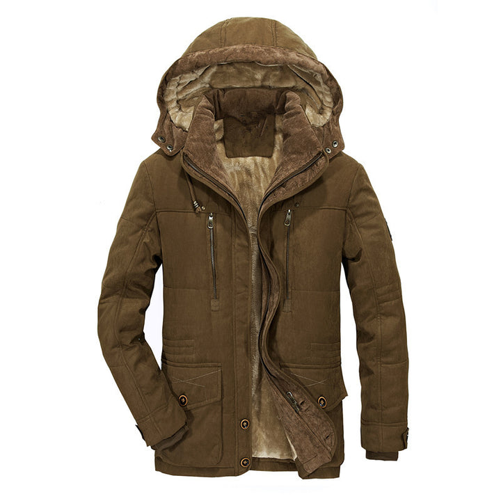 Men's Quilted Canvas Parka with Padded Insulation, Teddy Fleece Lining and Vertical Zipper Pockets Mune Fashion