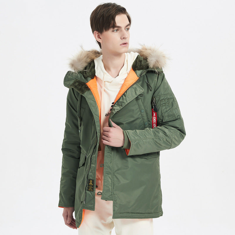 Men's Heavy Thermal Parka in Expedition Style with Faux Fur Hood and Multi-Pockets Mune Fashion