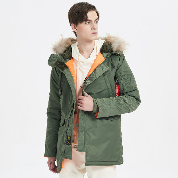 Men's Heavy Thermal Parka in Expedition Style with Faux Fur Hood and Multi-Pockets Mune Fashion