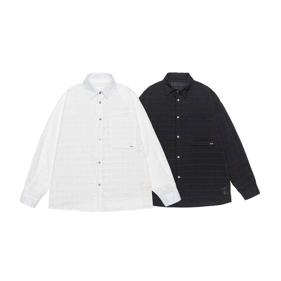 Men's Oversized Cotton-Linen Gauze Shirt with Chest Pocket and Kent Collar Mune Fashion