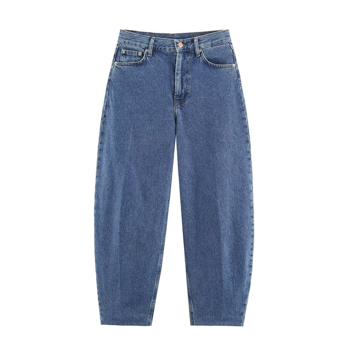 Women High-Waisted Relaxed-Fit Jeans with Tapered Leg Drune