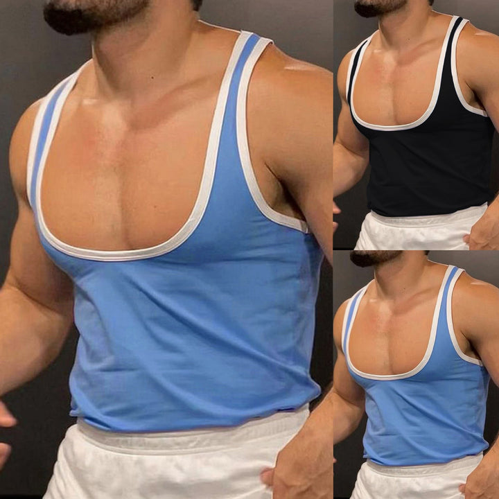 Men's sporty sleeveless muscle shirt with contrast trim Mune Fashion