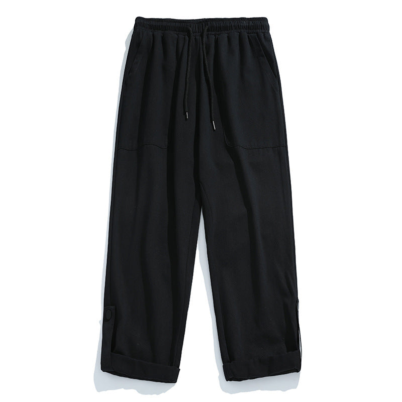 Unisex locker cut cotton mix leisure pants with elastic waistband, drawstring and patch pockets Mune Fashion