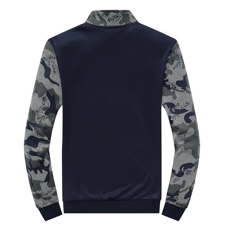 Men's Modern Tracksuit in Camouflage Mesh Mix with Stand Collar and Drawstring Mune Fashion