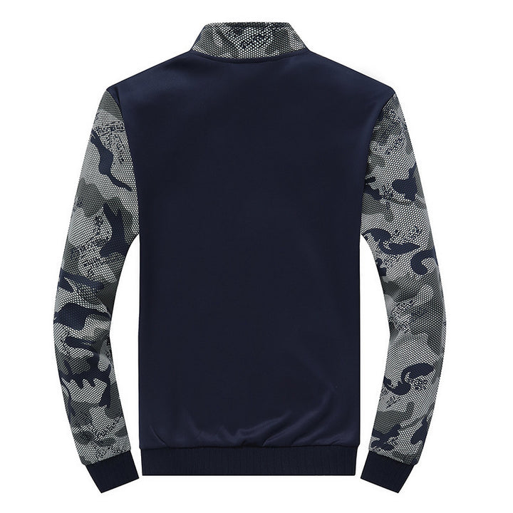 Men's Modern Tracksuit in Camouflage Mesh Mix with Stand Collar and Drawstring Mune Fashion