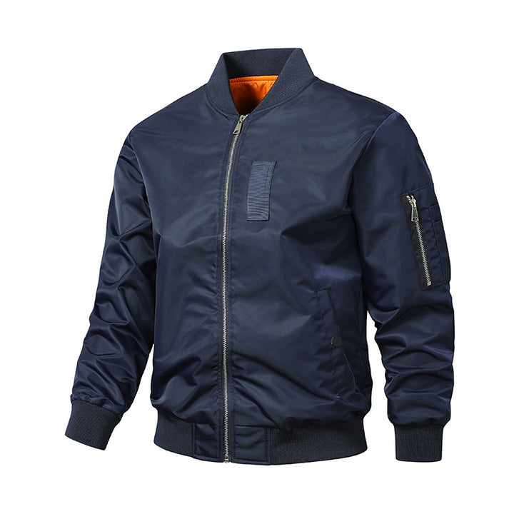 Men's Urban Nylon Bomber with Utility Arm Pocket and Lightweight Thermal Insulation Mune Fashion