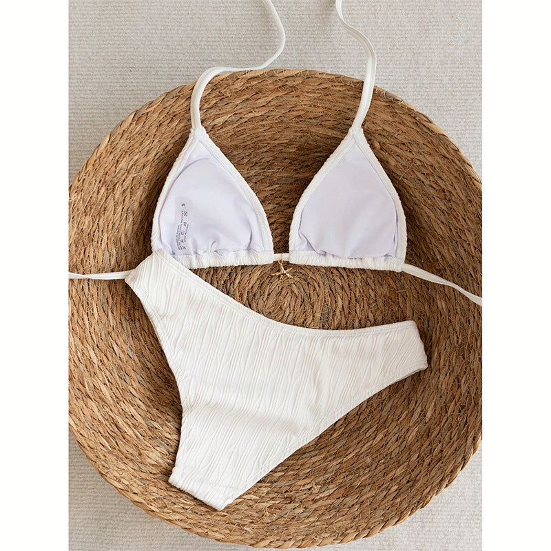Women Triangle Bikini with fine ribbed design Mune Fashion