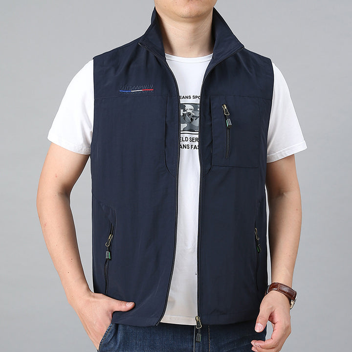 Men's nan ultralight technical outdoor vest with water-repellent ripstop, standing collar, and multiple zippered pockets Mune Fashion