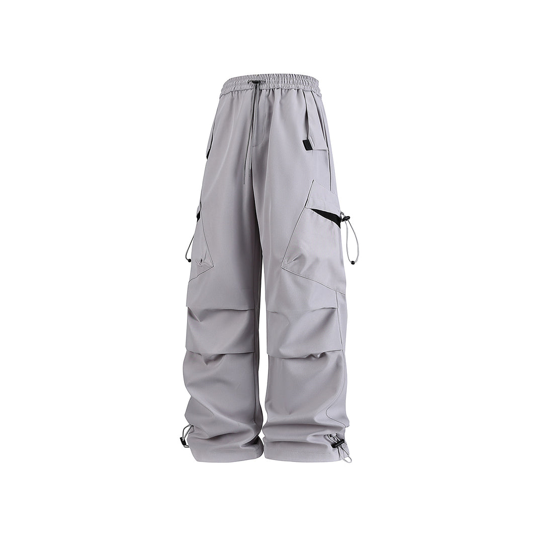 Men's Oversized Cargo Pants with Drawstring Waist, Multifunctional Flap and Leg Pockets, and Adjustable Cord Endings Mune Fashion