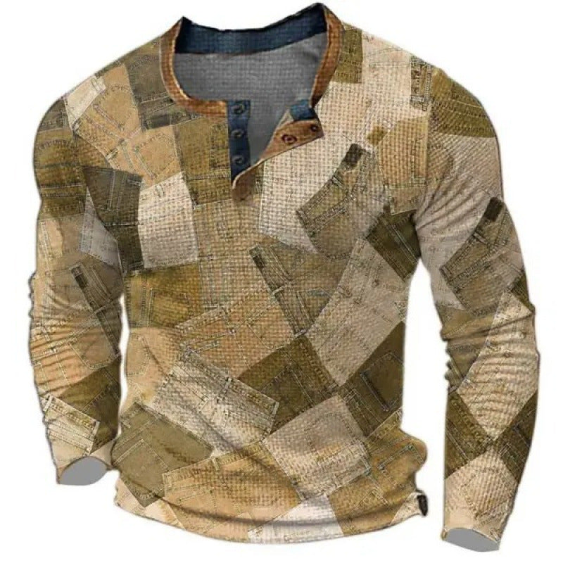 Men's sporty long-sleeve shirt with button placket Mune Fashion