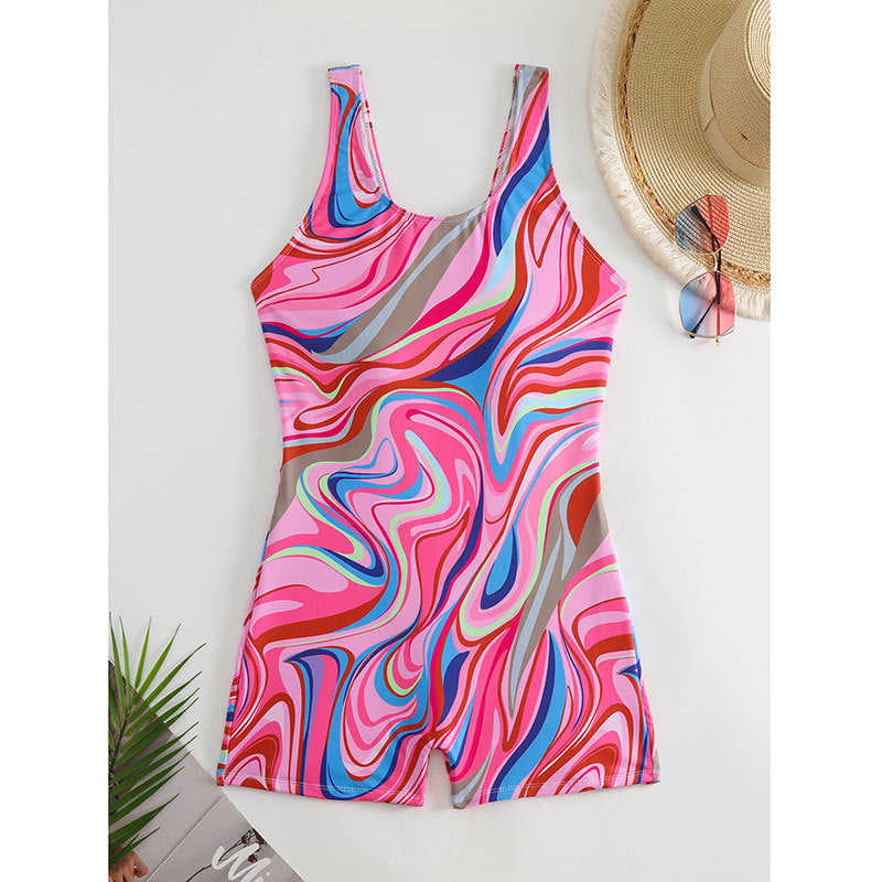 Women's sporty swimsuit with modern abstract pattern Mune Fashion