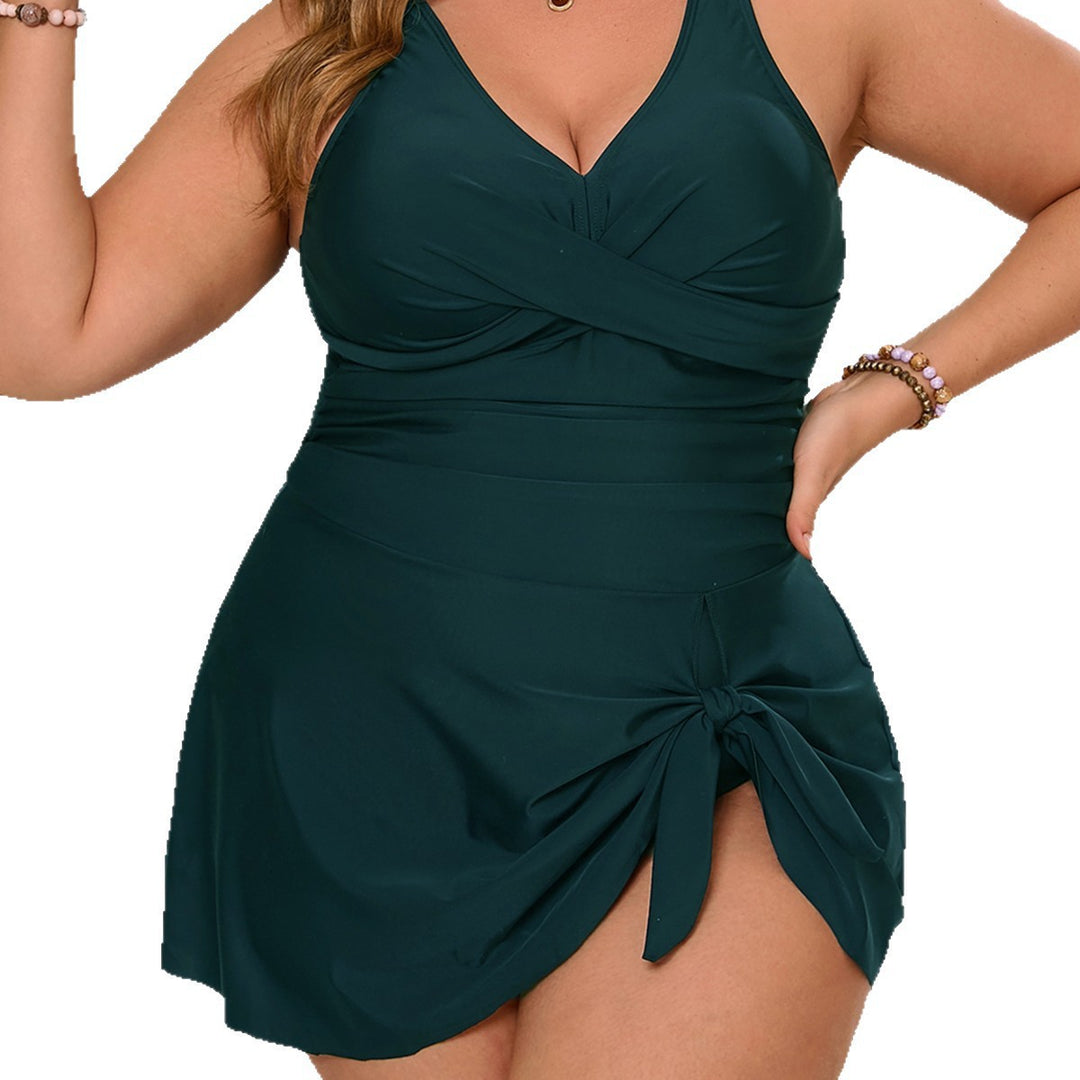 Women Wrap Swimsuit with V-neck and Side Knot Mune Fashion