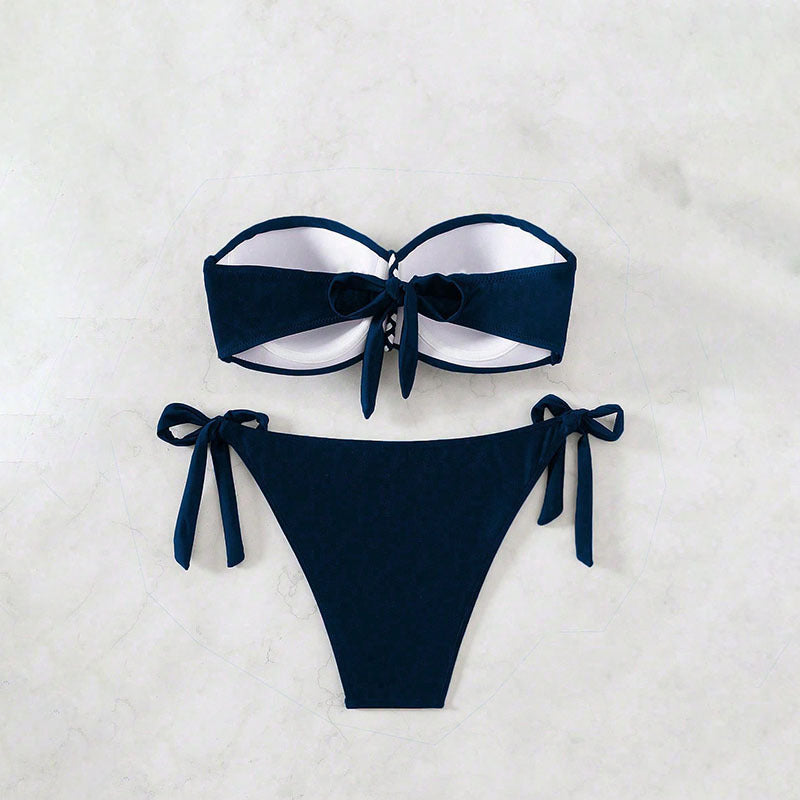 Women's bandeau bikini with decorative ties and sophisticated bust detail Mune Fashion