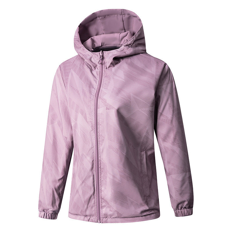 Women Lightweight Technical Hooded Jacket Water-Repellent with Full Zip and Elastic Cuffs Mune Fashion