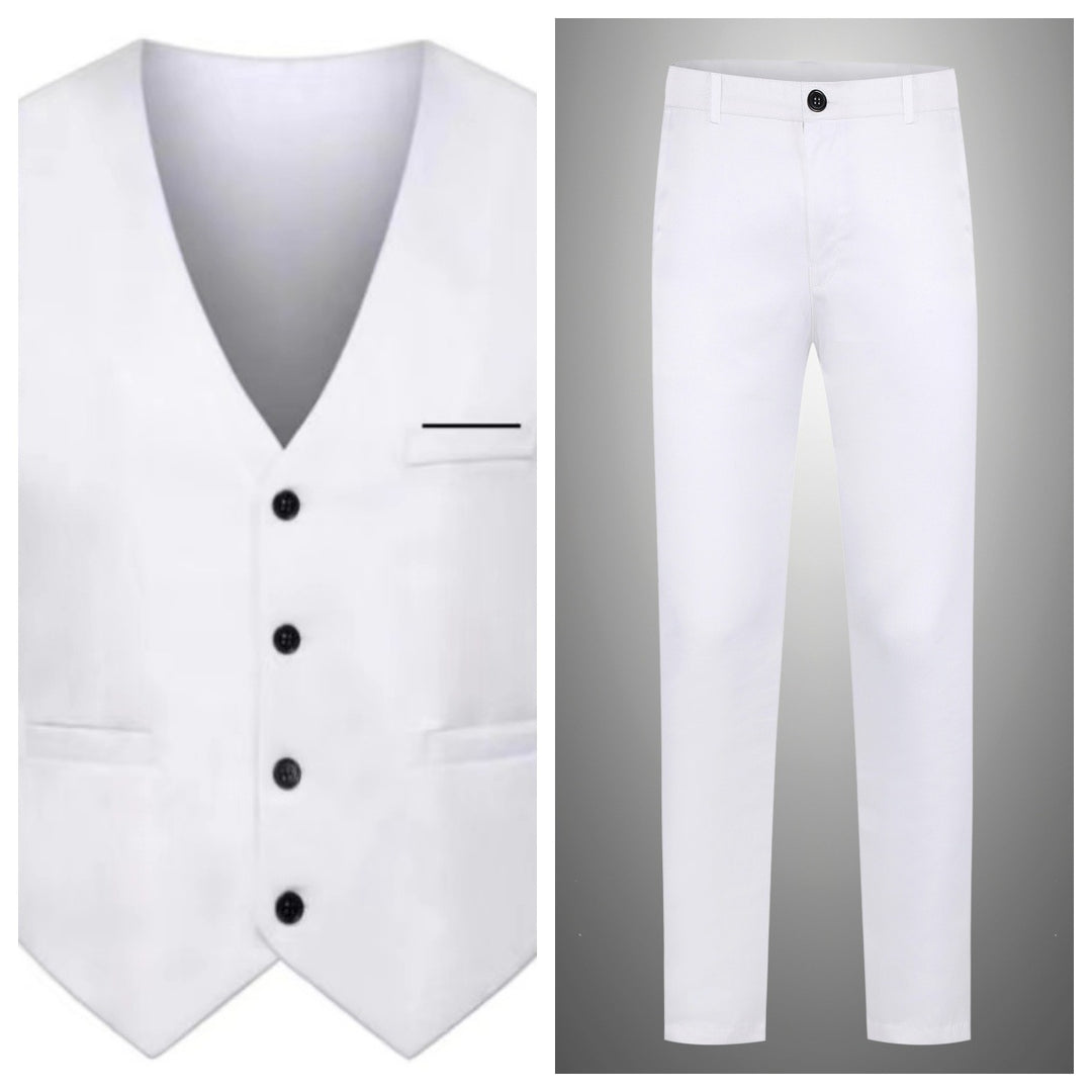 Men's elegant satin vest with V-neck and slim-fit suit trousers Mune Fashion