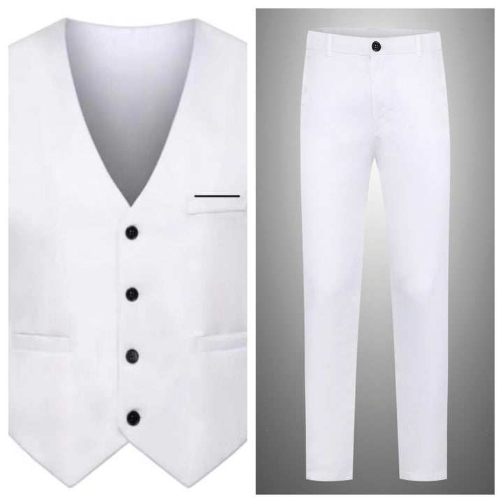 Men's elegant satin vest with V-neck and slim-fit suit trousers Mune Fashion