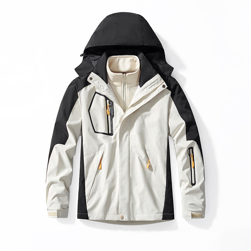 Men's Three-in-One Outdoor Softshell Jacket with Removable Fleece Inner Jacket and Hood Mune Fashion
