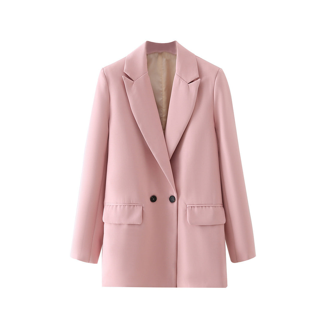 Women's Oversize Double-Breasted Blazer with Lapel and Soft Lining Mune Fashion
