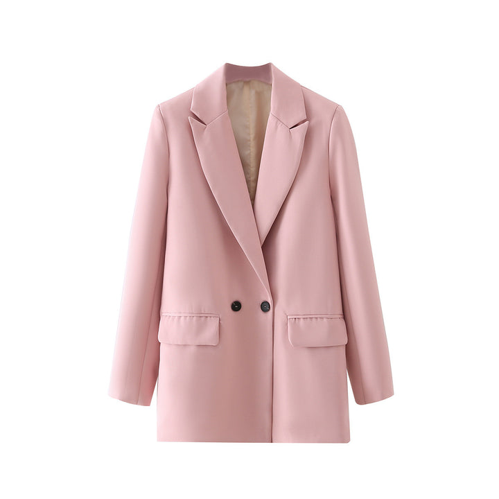 Women's Oversize Double-Breasted Blazer with Lapel and Soft Lining Mune Fashion