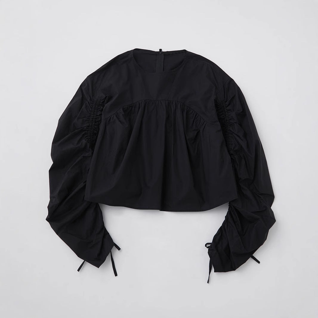 Women's short blouse with gathered balloon sleeves Mune Fashion