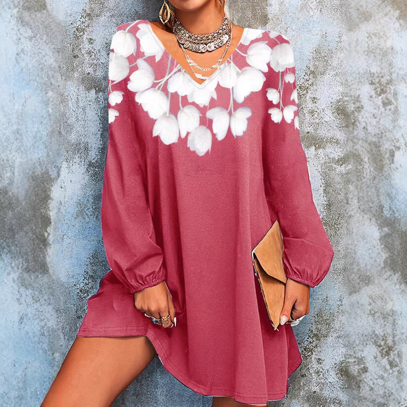 Women's V-Neck Tunic Dress Mune Fashion