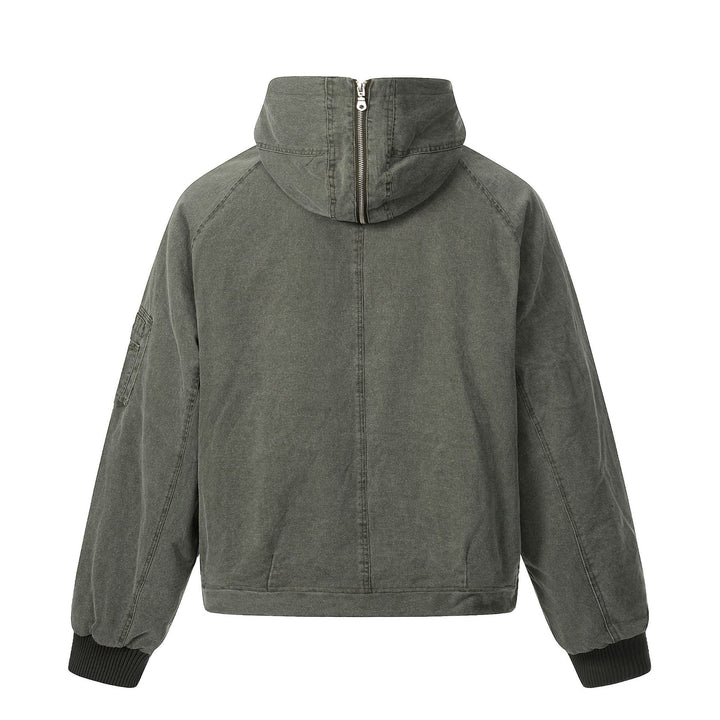 Men's short jacket in utility look with high stand-up collar and hood Mune Fashion