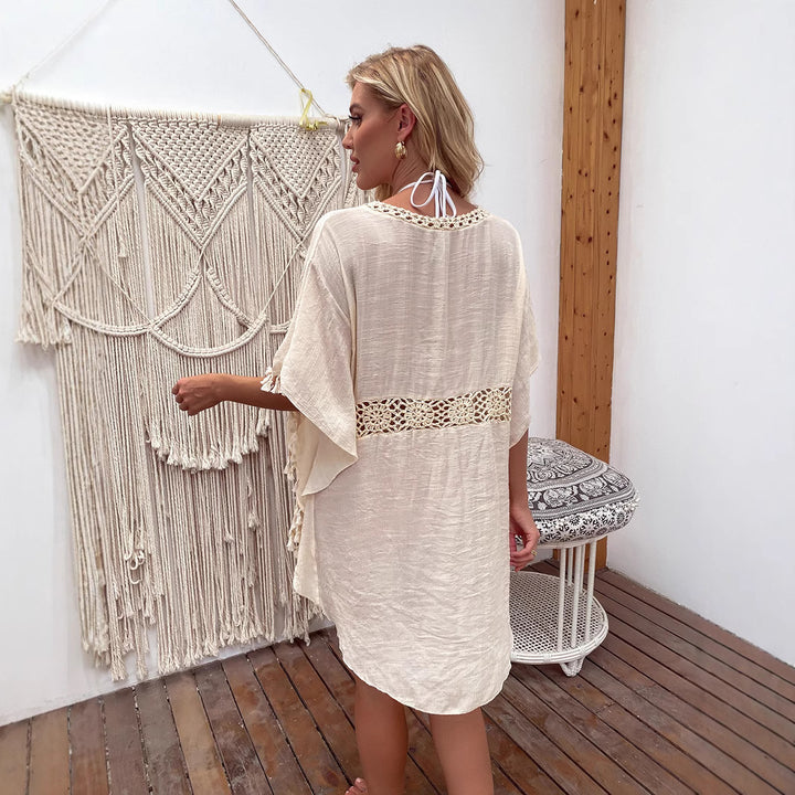 Women's Casual Beach Cover-Up with Crochet Accents Mune Fashion