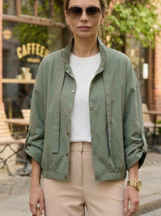 Women's Short Leisure Jacket with High Collar