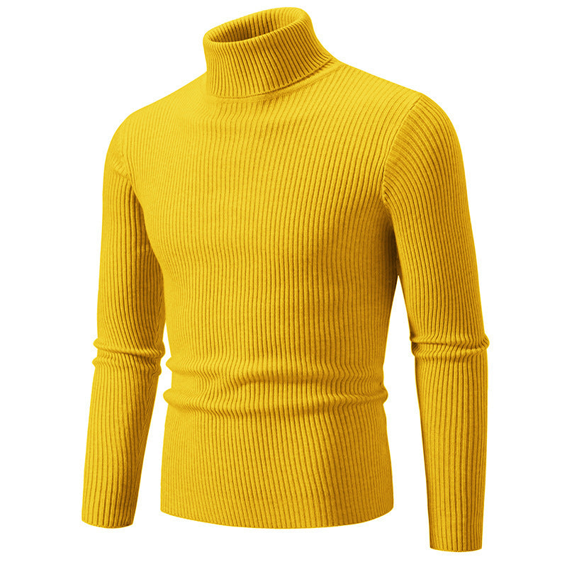 Men's narrow ribbed knit turtleneck sweater made of cotton mix with stretch Mune Fashion