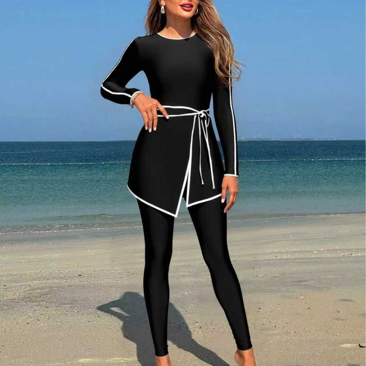 Women’s stylish long sleeve swimsuit with wrap skirt Mune Fashion