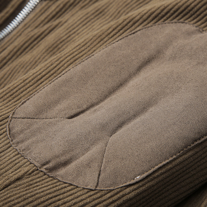 Men's corduroy bomber jacket with fine wide cord structure, stand-up collar and internal lining Mune Fashion