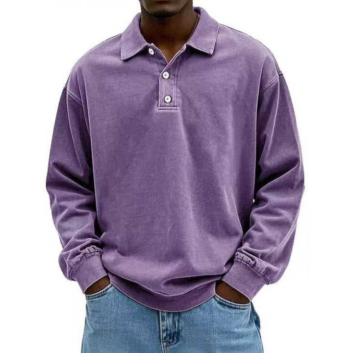 Men's Oversize Long Sleeve Polo made from Cotton Blend Mune Fashion