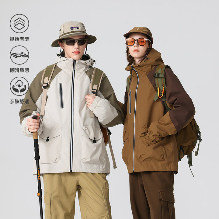 Men's two-layer technical rain jacket with adjustable hood and welded seams Drune