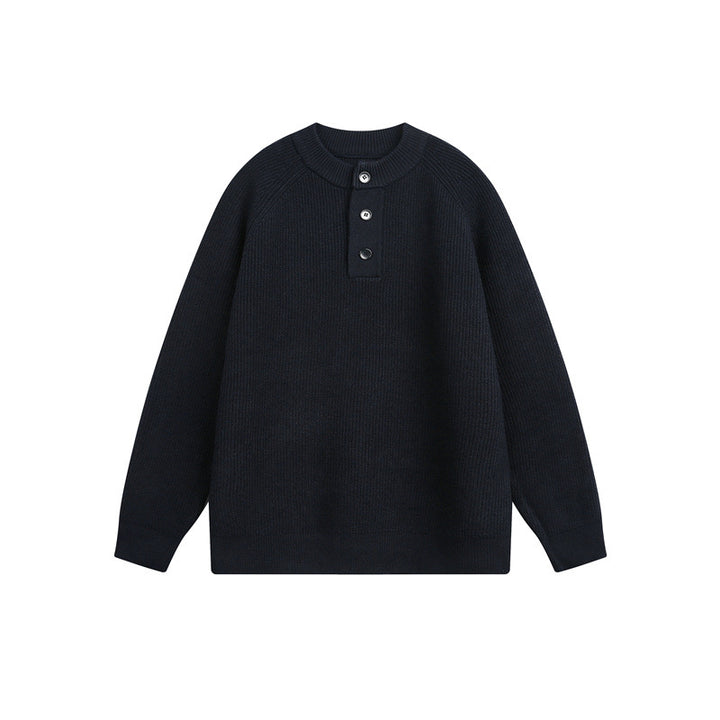 Unisex ribbed sweater with Henley button placket and raglan sleeves Mune Fashion