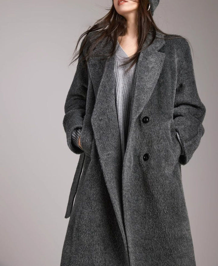 Women's stylish and elegant bouclé coat with double button placket Mune Fashion