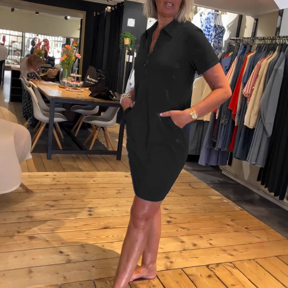 Women's nan legeres polo dress made of jersey with half front zipper and side pockets Mune Fashion