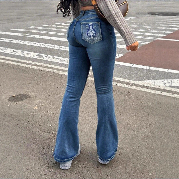 Women's High-Waisted Bootcut Jeans with Shaping Waistband and Slight Flare Mune Fashion