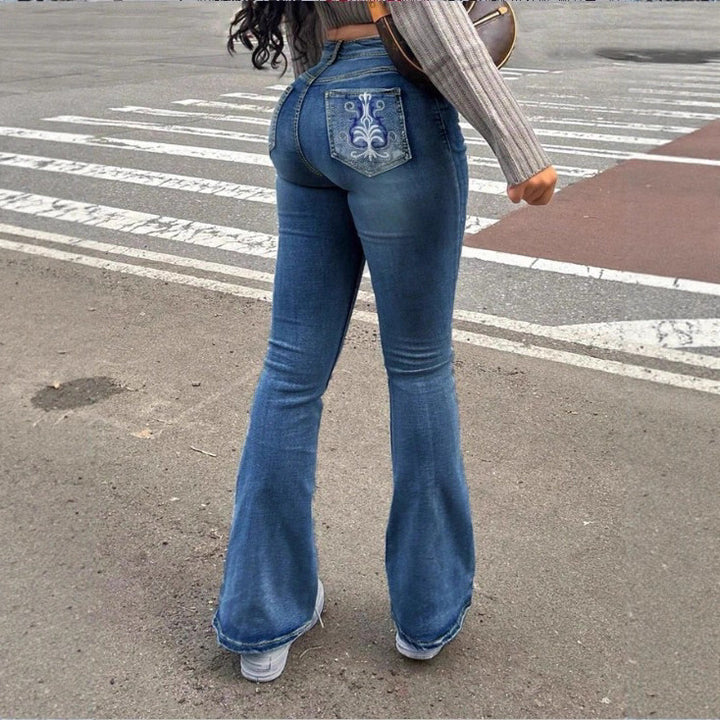 Women's High-Waisted Bootcut Jeans with Shaping Waistband and Slight Flare Mune Fashion