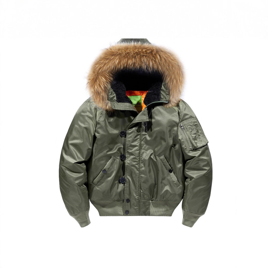 Men's insulated bomber jacket with removable faux fur hood and thermal lining Mune Fashion
