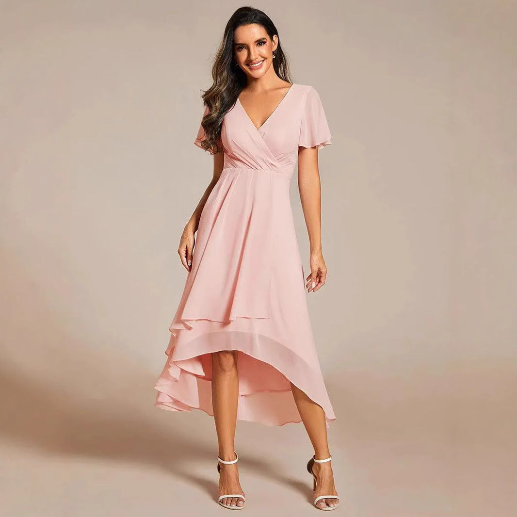 Women's Elegant Wrap Dress with Asymmetric Hem Mune Fashion