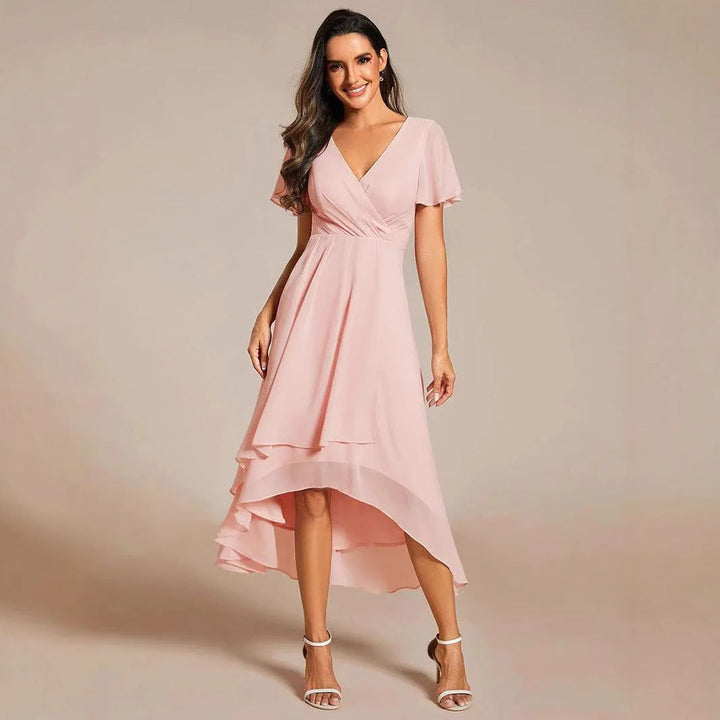 Women's Elegant Wrap Dress with Asymmetric Hem Mune Fashion