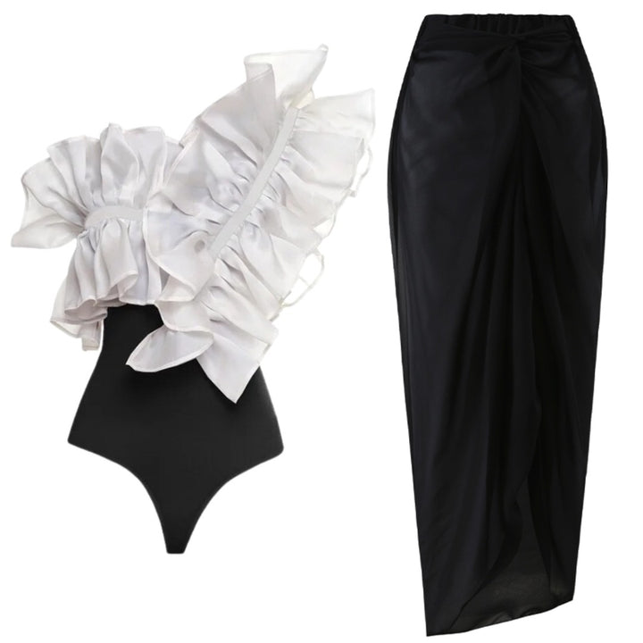 Women's One-Piece Swimsuit with Voluminous Ruffle Details Mune Fashion