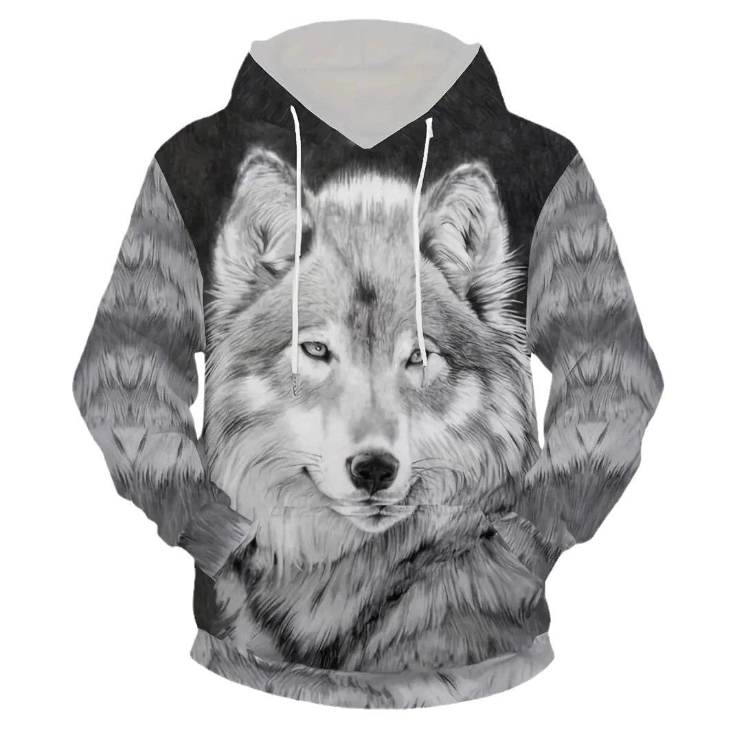 Women's Hoodie with Wolf and Butterfly Motif Mune Fashion