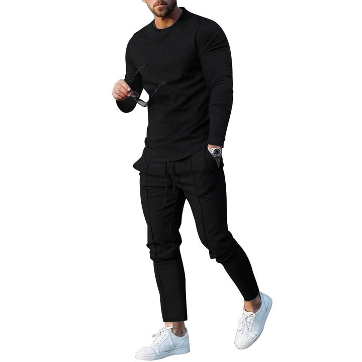 Men's fitted long-sleeve shirt made of cotton stretch with a round neckline and body-hugging fit Mune Fashion