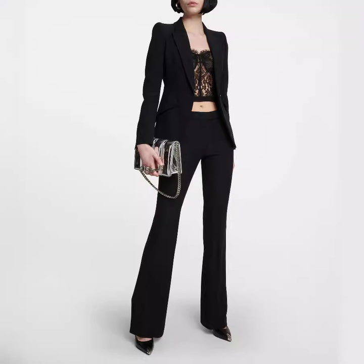 Women's Tailored Single-Breasted Blazer with Sculpted Shoulder and Tailored Cut Mune Fashion