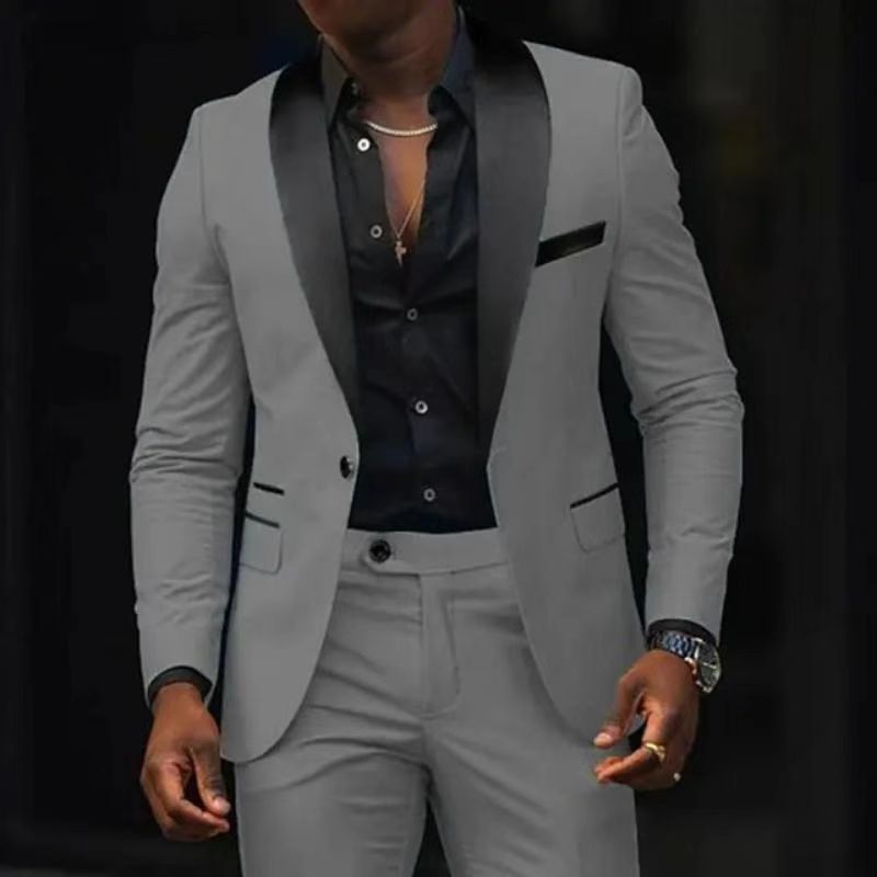 Men's narrow cut tuxedo with satin lapels and slim-fit trousers Mune Fashion