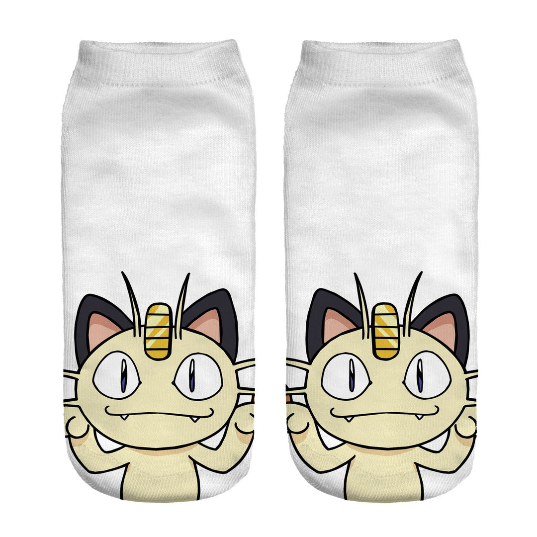 Unisex Low Ankle Socks with Cartoon Monster Face and Soft Cotton Blend Mune Fashion